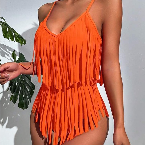 SHEIN orange swimsuit, size S never worn - Picture 1 of 7